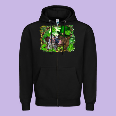 St. Patrick's Day Heifers Zipper Hoodie Designed By Ranaportraitstore