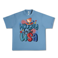 Pebble Blue hooray for the usa Urban Heavy Tee - MaliasSmallBusiness