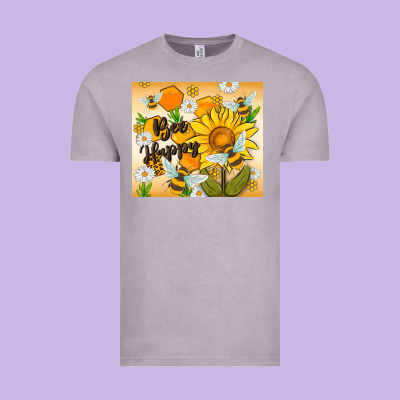 Bee Happy Vintage Tee Designed By Maliassmallbusiness
