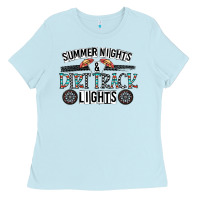 Baby Blue summer night & dirt track lights Ladies Tee - CowhideDigitalArt
