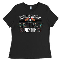 Black summer night & dirt track lights Ladies Tee - CowhideDigitalArt
