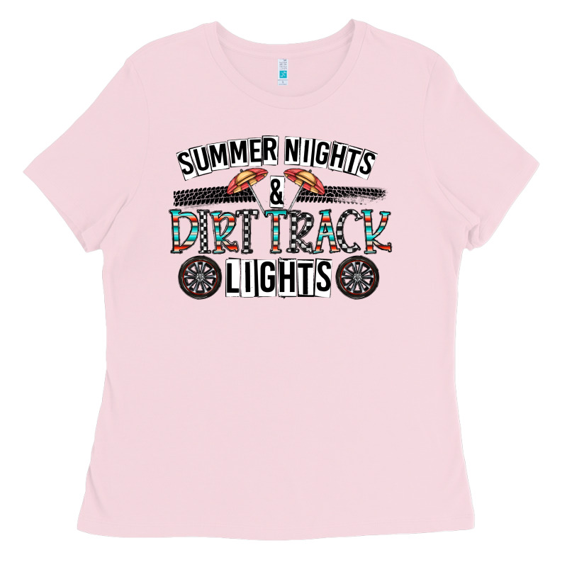Summer Night & Dirt Track Lights Ladies Tee by CowhideDigitalArt | Teevron