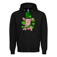 Black st. patrick's day lucky baby pig Zipper Hoodie - RanaPortraitStore