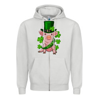 Dove Grey st. patrick's day lucky baby pig Zipper Hoodie - RanaPortraitStore