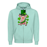 Seafoam st. patrick's day lucky baby pig Zipper Hoodie - RanaPortraitStore