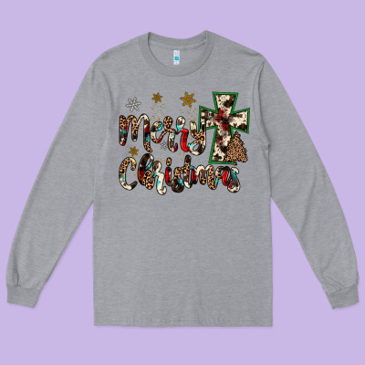 Merry Christmas Long Sleeve Tee Designed By Jahusdesignshop