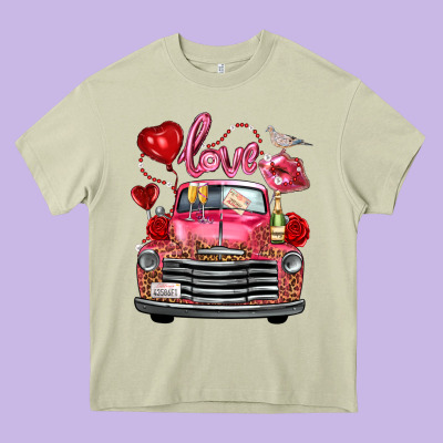 Valentine's Day Truck Love Bird Letter Heavy Core Tee Designed By Fadigitalartstudio
