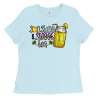 Baby Blue sunshine & sweet tea Ladies Tee - CowhideDigitalArt