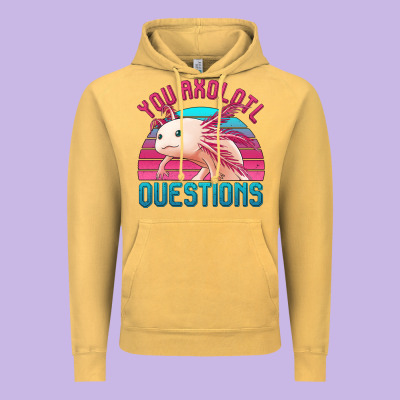 You Axolotl Questions 80's Retro Sunset Vintage Hoodie Designed By Jasminsmagicworld