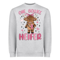 Heather Grey one boujee heifer Heavyweight Sweatshirt - MaliasSmallBusiness