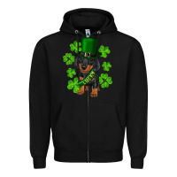 Black st. patrick's day lucky dachshund puppy Zipper Hoodie - RanaPortraitStore