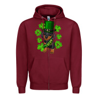 Burgundy st. patrick's day lucky dachshund puppy Zipper Hoodie - RanaPortraitStore