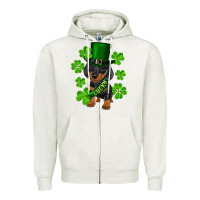 Oatmeal Heather st. patrick's day lucky dachshund puppy Zipper Hoodie - RanaPortraitStore