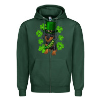 Sports Green st. patrick's day lucky dachshund puppy Zipper Hoodie - RanaPortraitStore