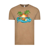 Vintage Coffee sunset beach scene Vintage Tee - MaliasSmallBusiness