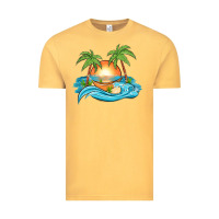 Vintage Mustard sunset beach scene Vintage Tee - MaliasSmallBusiness