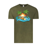 Vintage Olive sunset beach scene Vintage Tee - MaliasSmallBusiness