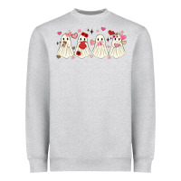 Heather Grey valentines day ghost Heavyweight Sweatshirt - MaliasSmallBusiness