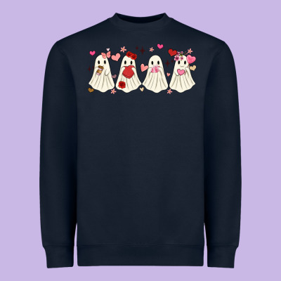Valentines Day Ghost Heavyweight Sweatshirt Designed By Maliassmallbusiness
