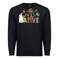 Black He is alive Easter Day Premium Sweatshirt - HowdyJamesFarm