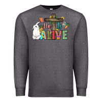 Charcoal Heather He is alive Easter Day Premium Sweatshirt - HowdyJamesFarm