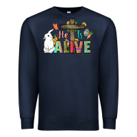 Navy He is alive Easter Day Premium Sweatshirt - HowdyJamesFarm