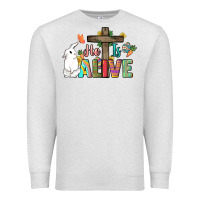 Oatmeal Heather He is alive Easter Day Premium Sweatshirt - HowdyJamesFarm