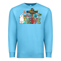 Ocean Blue He is alive Easter Day Premium Sweatshirt - HowdyJamesFarm