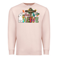 Pale Pink He is alive Easter Day Premium Sweatshirt - HowdyJamesFarm