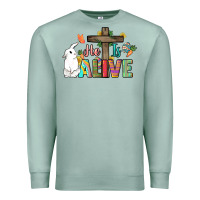 Seafoam He is alive Easter Day Premium Sweatshirt - HowdyJamesFarm