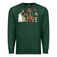 Sports Green He is alive Easter Day Premium Sweatshirt - HowdyJamesFarm