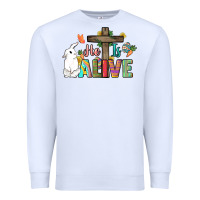 White He is alive Easter Day Premium Sweatshirt - HowdyJamesFarm