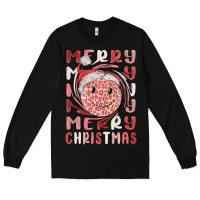 Black merry christmas smiling face Long Sleeve Tee - MaliasSmallBusiness
