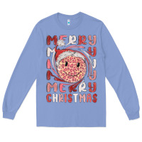 Colony Blue merry christmas smiling face Long Sleeve Tee - MaliasSmallBusiness
