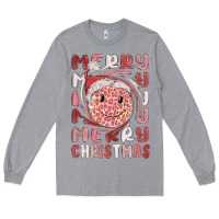 Heather Grey merry christmas smiling face Long Sleeve Tee - MaliasSmallBusiness