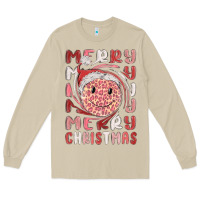 Mushroom merry christmas smiling face Long Sleeve Tee - MaliasSmallBusiness