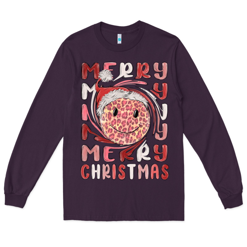 Merry Christmas Smiling Face Long Sleeve Tee by MaliasSmallBusiness | Teevron