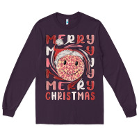 Plum merry christmas smiling face Long Sleeve Tee - MaliasSmallBusiness