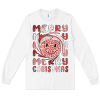 White merry christmas smiling face Long Sleeve Tee - MaliasSmallBusiness