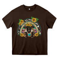 Chocolate Brown suffolk ewe front sunflowers rainbow Heavy Core Tee - BarkalooDesign