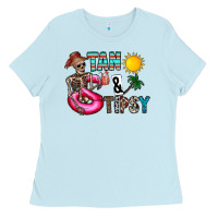 Baby Blue Tan Tipsy Ladies Tee - CowhideDigitalArt