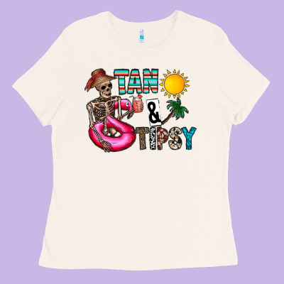 Tan Tipsy Ladies Tee Designed By Cowhidedigitalart