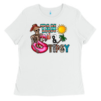 White Tan Tipsy Ladies Tee - CowhideDigitalArt