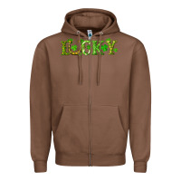 Chestnut st. patrick's day lucky with clovers and horseshoe Zipper Hoodie - RanaPortraitStore