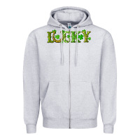 St. Patrick's Day Lucky With Clovers And Horseshoe Zipper Hoodie | Teevron