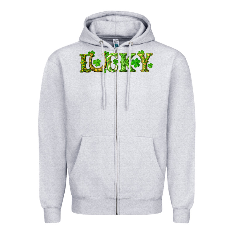St. Patrick's Day Lucky With Clovers And Horseshoe Zipper Hoodie by RanaPortraitStore | Teevron