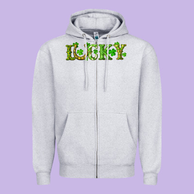 St. Patrick's Day Lucky With Clovers And Horseshoe Zipper Hoodie Designed By Ranaportraitstore