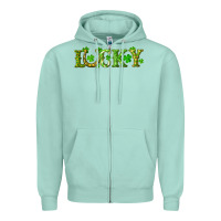 Seafoam st. patrick's day lucky with clovers and horseshoe Zipper Hoodie - RanaPortraitStore