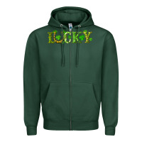 Sports Green st. patrick's day lucky with clovers and horseshoe Zipper Hoodie - RanaPortraitStore