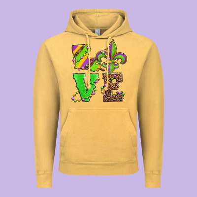 Love Mardi Gras Vintage Hoodie Designed By Jasminsmagicworld